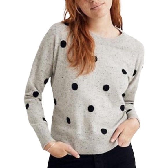 NWT Madewell Cashmere Sweatshirt Sweater in Donegal Dot Size XS - Picture 1 of 10